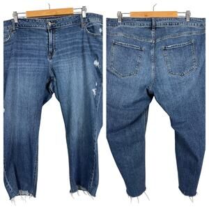 Old Navy Womens 22 Distressed Raw Hem Grunge Y2K Boyfriend Crop Ankle Jeans